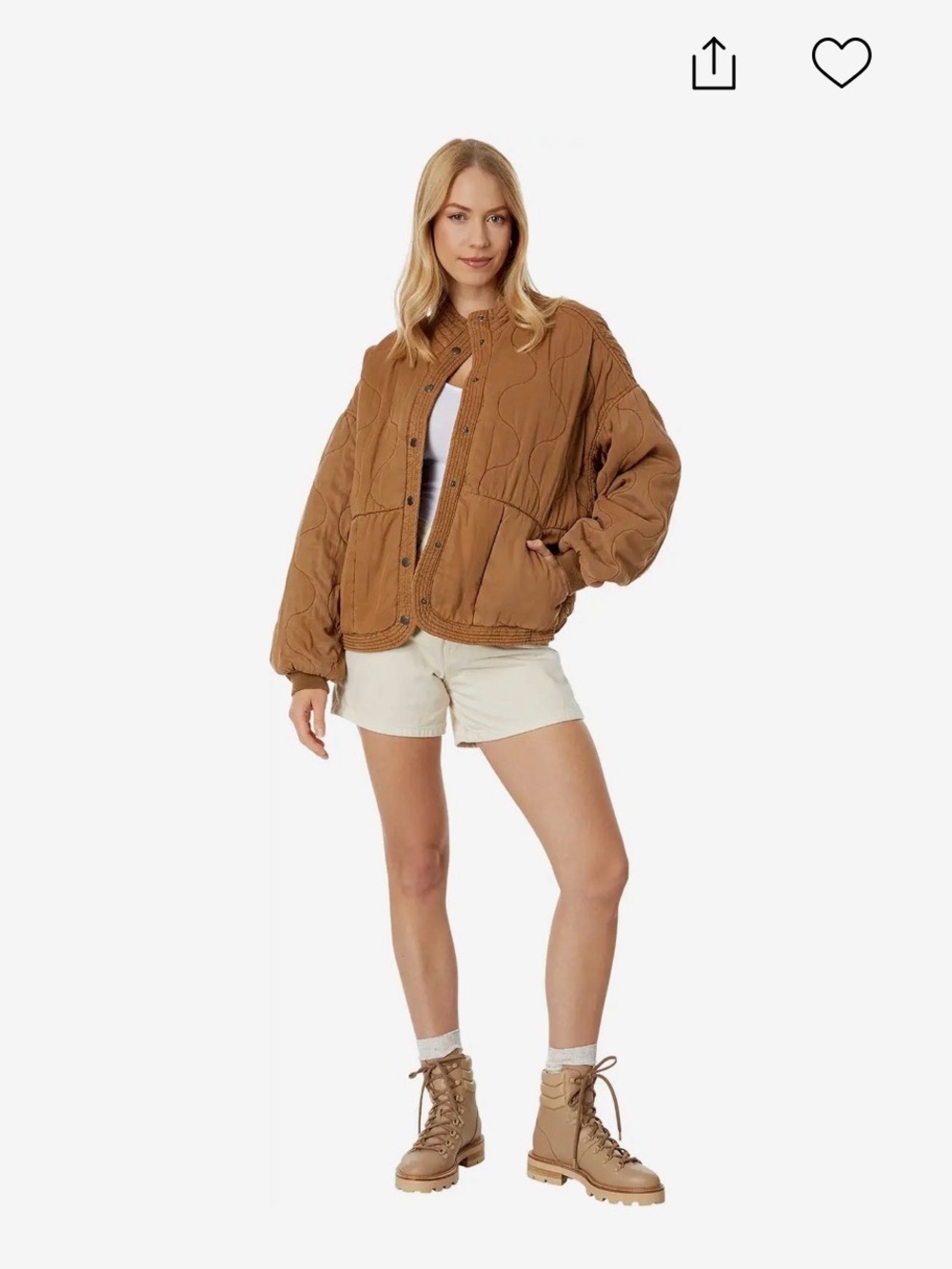 Blank NYC Quilted Bomber Jacket in Caramel Brown